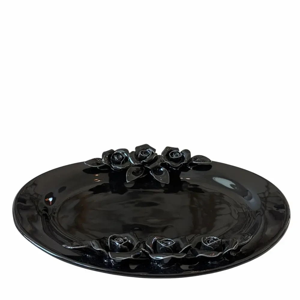 Potter's Studio Black Ornate Floral Decorative Serving Tray 10
